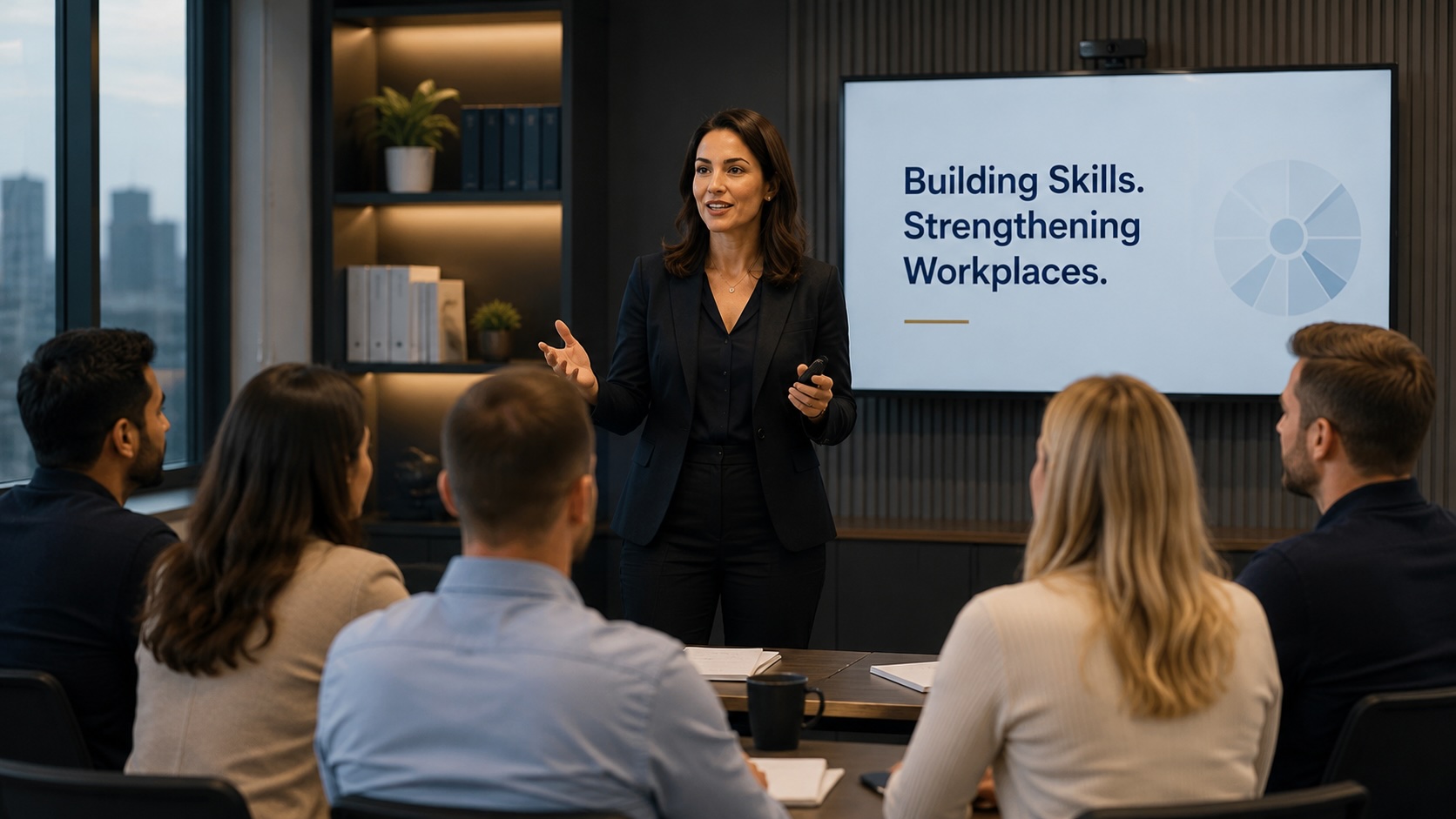 Professional trainer delivering workplace training